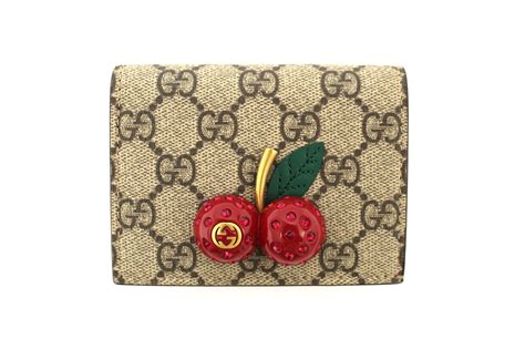 gucci long wallet purse cherries gg gold logo supreme|authentic gucci keychain.